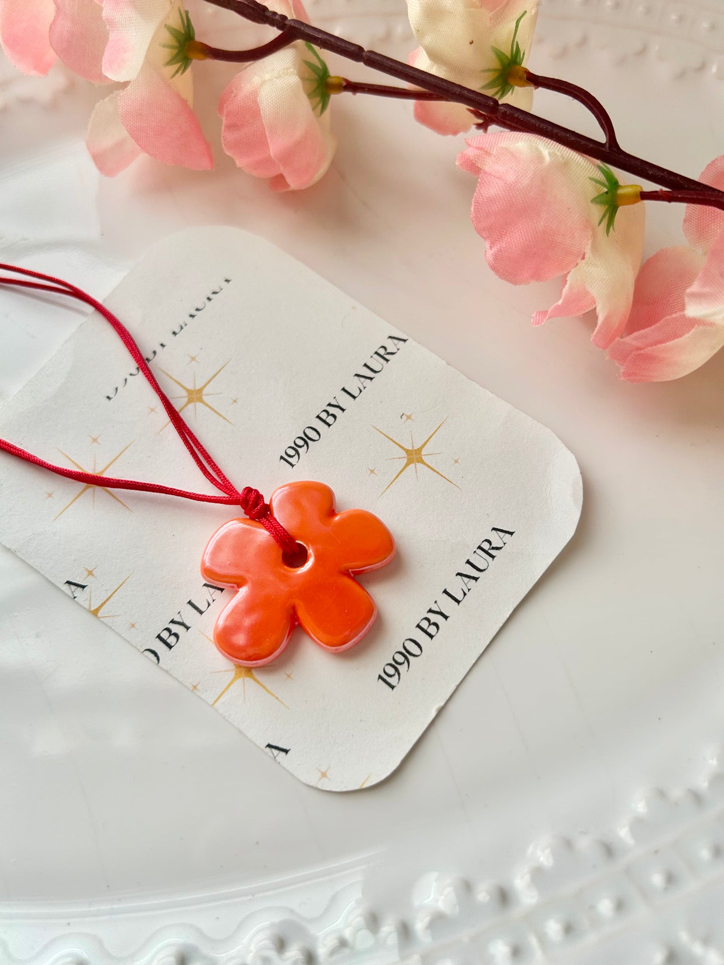 Orange flower bracelet